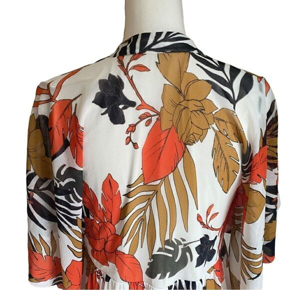 Fuzzi V Neck Leaf Print Dress Size Large - Picture 5 of 7